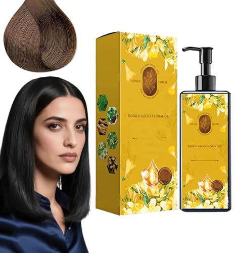 Pflegendes Haarfarbshampoo auf Pflanzenbasis, pflanzliche Inhaltsstoffe für die Grauabdeckung, lang anhaltende Jet Black, Dark Brown & Chestnut Brown Shades für Frauen & Männer (Kastanienbraun)