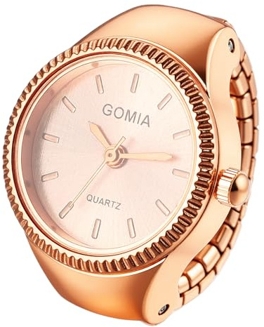 Avaner Ringuhr Elastisches Edelstahlarmband Rund: Fingeruhr Balkenskala 1ATM wasserdichte Fingerring Uhr Analog Quarz Elastisch Ring Uhr Uhrenring Geschenk für Männer Frauen