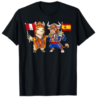 Perú España Raíces Bandera Peruana Orgulloso Patrimonio Camiseta