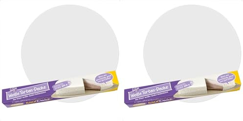 Günthart BackDecor Tortendecke Fondantdecke weiß ausgerollt mit großem 36 cm Durchmesser, gebrauchsfertig Rollfondant weiss, kreativ dekorieren 300 gr (Packung mit 2)
