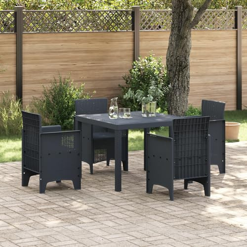 EDNRSOG Gartentisch Anthrazit 100x100x73 cm Poly Rattan Quadratisch für Terrasse Platz für Vier Personen Wetterfester Kunststoff Tisch Outdoor Möbel