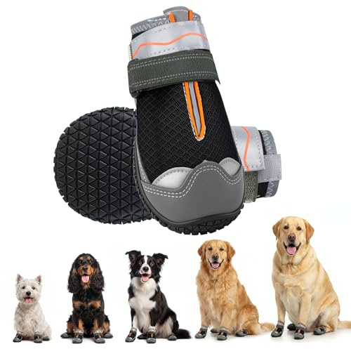 Gimars Scarpe per Cani Antiscivolo, Stivaletti per Cani con Suola in Gomma, Traspiranti e Resistenti, Protezione Zampe per Interno ed Esterno, per Cani Piccoli Medi Grandi, 2 Unità Nero #5