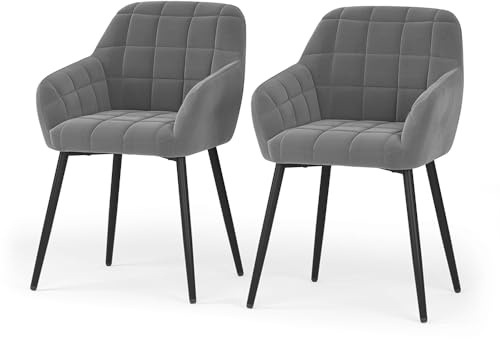Vicco Esszimmerstuhl Relio, Grau, 53.5 x 55.5 cm 2er-Set, mit rutschfesten Bodenschonern und pflegeleichter Oberfläche