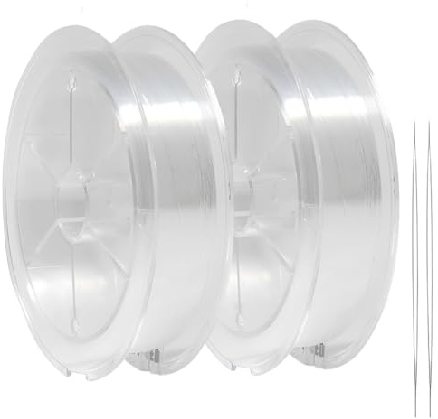 BCHKO 200M Filo di Nylon, Filo Invisibile, Resistente agli Strappi, Filo Trasparente per Appendere, Filo per Perline con Ago per Perline (0,25mm) (Trasparente)