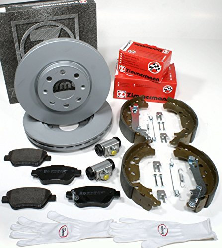 Autoparts-Online Set 60012471 Zimmermann Bremsscheiben Bremsklötze vorne + Bremsbacken Radzylinder Zubehör für hinten