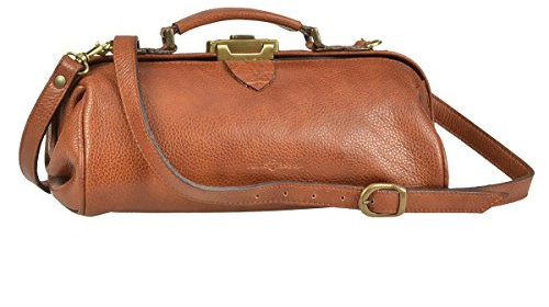 Handtasche Leder cognac Damen kleiner Arztkoffer Hebammentasche Umhängetasche