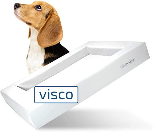 dogsfavorite Hunde-Bett mit Visco-Kissen - waschbares Hundekörbchen - hochwertiges Hundesofa - gelenkschonendes Hundekissen - robuste Hundematte - Gr. XL 130 x 100cm - weiß