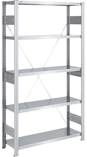 eurokraft | Schwerlast-Steckregal | einseitig | HxBxT 2000 x 1000 x 400 mm | verzinkt | Grundregal