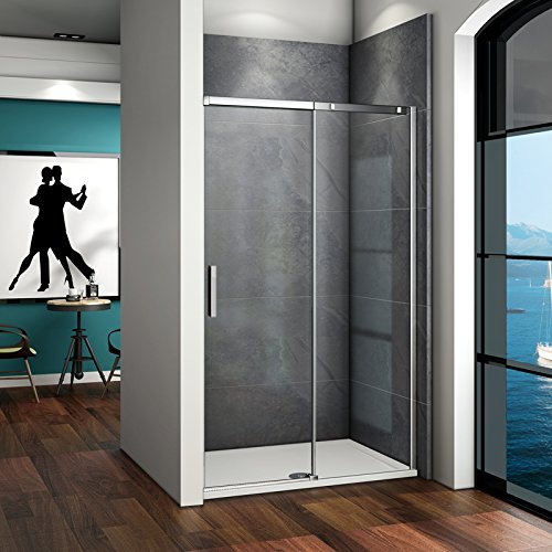 Porte de douche coulissante 140x195cm en verre anticalcaire