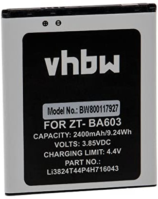 vhbw Akku kompatibel mit ZTE BA520, BA603, Blade A520, Blade A520C, Blade A520C Dual SIM Handy Smartphone Telefon (2400mAh, 3,85V, Li-Ion)