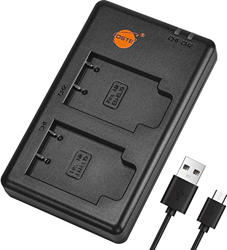 DSTE Fast Charging USB Dual Batteria Caricatore Compatibile per Nikon EN-EL19,Sony NP-BJ1, Nikon Coolpix S100, S2700, S2750, S3100, S3300, S4100, S4150, S4200, S4300, S6400, Sony DSC-RX0, RX0 II