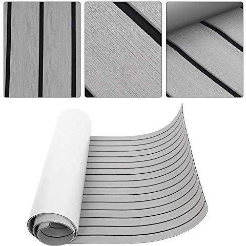 GOTOTOP EVA Teak Decking Sheet, 6mm thick Faux Teak Decking Mat for Boat Yacht Marine RV Floor Carpet Swimming Pool Floor Garden Carpet,Wear-Resistant Non-Slip and Self-Adhesive- 94 * 35.4 * 0.24in