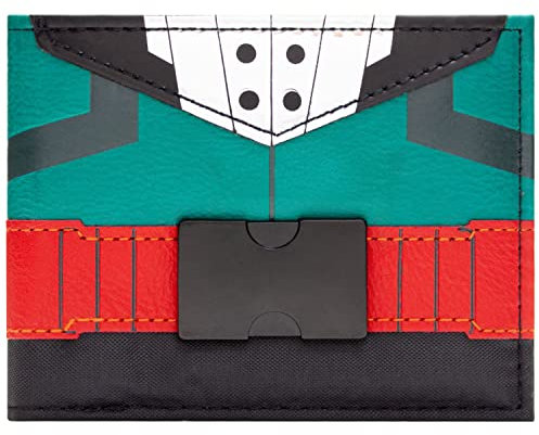 My Hero Academia Izuku Midoriya Outfit Metallabzeichen Geldbörse/Geldbeutel Bi-Fold Ausweis- & Kartenhalter, Grün