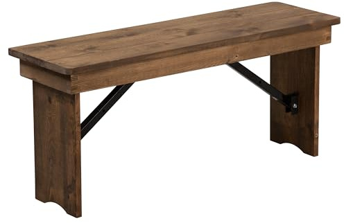 EMMA + OLIVER 40 x 12 Antique Rustic Solid Pine Folding Farm Bench
