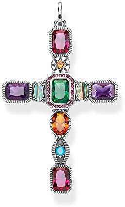 Thomas Sabo Damen-Anhänger Kreuz farbige Steine 925 Sterlingsilber PE859-294-7