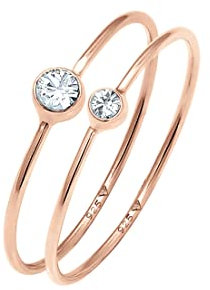 Elli Ring Damen Set Elegant Basic mit Kristallen in 925 Sterling Silber