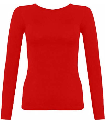 Kids Plain Basic Top Long Sleeve Girls Boys Uniform T-Shirt Tops 2-13 Years (11-12 Years, Red)