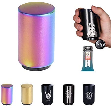 SUOXU Bottle Opener,Push Down Magnet Beer Bottle Opener,Magnetic Automatic Stainless Beer Bottle Opener,Beer Cola Soda Lid Opener.Kitchen Gadgets Accessories Gifts for Men