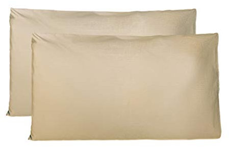 Taie Oreiller 100% Coton 50x80 CM Lot De 2, Taie d'oreiller Rectangulaire 100% Puro Coton avec Fermeture - Beige
