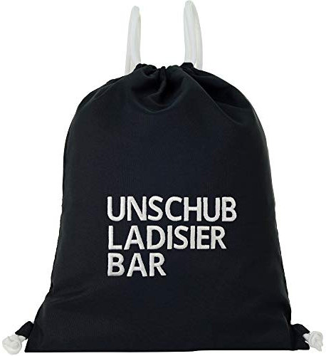 Turnbeutel mit Kordelzug wasserdicht Unschubladisierbar Gym Bag schwarz Sportbeutel mit Stickerei | Männer Gymbag Beutel Rucksack Beuteltasche bestickt | lustiges Geschenk für Männer