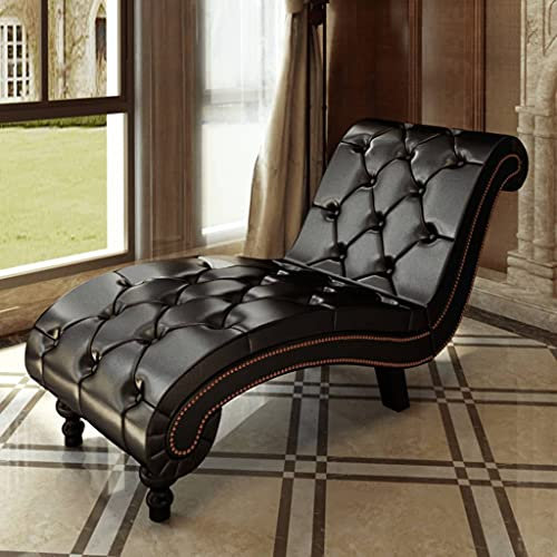TEWTX7 Wohnzimmer Relaxliege - Ergonomisch, Gepolstert, 145x52x77cm, Kunstleder, Braun - Liegestuhl, Relaxsessel, Chaiselongue, Loungesessel, Sofaliege, Polsterliege