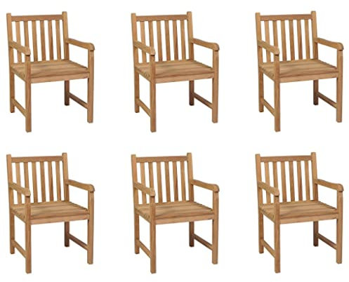 vidaXL 6X Teak Massiv Gartenstuhl Gartensessel Stuhl Stühle Gartenmöbel Holzstuhl Essstuhl Sessel Gartenstühle Balkonstuhl Terrasse