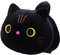 OUKEYI Schwarze Katze Plüschkissen, Stofftiere mit schwarzer Katze, kreative Dekoration, kuscheliges Plüschkissen, 25 cm, für Kinder, Mädchen, Jungen (schwarz)