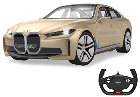 JAMARA BMW i4 Concept 1:14 2,4GHz - offiziell lizenziert, ca 1 Std Fahrzeit, ca. 11 Km/h, perfekt nachgebildete Details, detaillierter Innenraum, LED Innenbeleuchtung, Gold, 402108