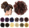 IMISSU 2 STÜCKE Messy Dutt Haarteil Hochsteckfrisur Gefälschte Haargummis Pferdeschwanz Verlängerung Wellenförmige Lockige Haarteile Chignon Stirnband (2 STÜCKE Braun Burgunder)