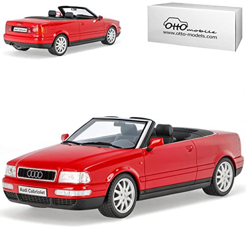 alles-meine.de GmbH A*U*D*I 80 B4 2.8 Cabrio Laser Rot 1991-1995 Nr 931 1/18 Otto Modell Auto mit individiuellem Wunschkennzeichen