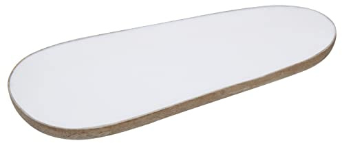 Premier Housewares Oval Large Serving Dish for Kitchen/Sustainable Eco-Friendly Wooden Tray For Serving Food/White Finish Wooden Trays for Serving W35 x D14 x H2cm Weight 0.354kg