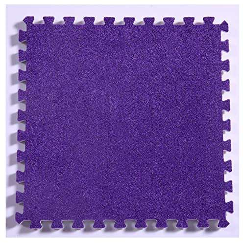 16 Stück Eva-Schaumstoff-Bodenmatte, Kurze Ineinandergreifende Plüsch-Teppichfliesen, Weicher Puzzle-Teppich Mit Bordüre, 30 X 30 cm Bodenmatte Für Wohnzimmer, Schlafzimmer,Lila
