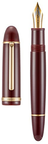 Jinhao X159 Red Acrylic Fountain Pen Gold Trim, Large #8 Fine Nib Office Pen Calligraphy Writing