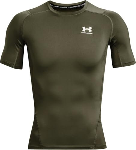 Under Armour Mens Armour HeatGear Compression Short-Sleeve T-Shirt, (390) Marine OD Green / / White, M Tall