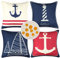 Kissenbezüge Outdoor 40x40 cm Nautisch Anker Ruder Leuchtturm Segelboot Dekorative Kissenhülle Marineblau Wasserdichte Leinen Zierkissenbezüge 4er Set für Sofa Schlafzimmer Wohnzimmer Auto Zuhause