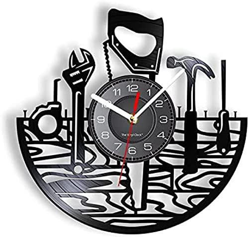 12 Pouces Horloge Murale Ronde Voiture Garage Outils Disque Vinyle Horloge Murale réparation Automobile Service de mécanicien Vintage Montre réparateur Cadeau Atelier décor