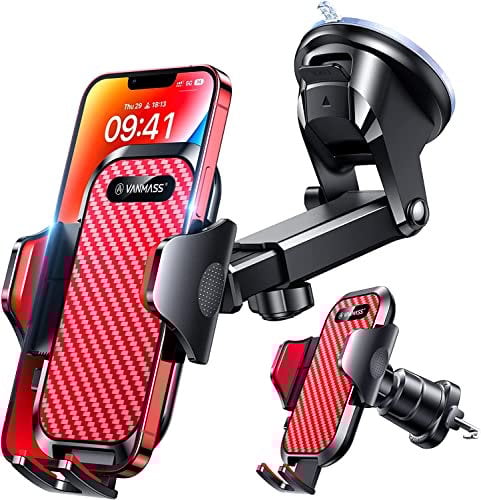 VANMASS Handyhalterung Auto Upgraded Handy Halterung Auto Verstellbarer Kfz Handyhalterung Lüftung & Saugnapf Militärstandard Smartphone Halterung Auto für iPhone 15 Samsung Huawei Mate 60 pro usw.