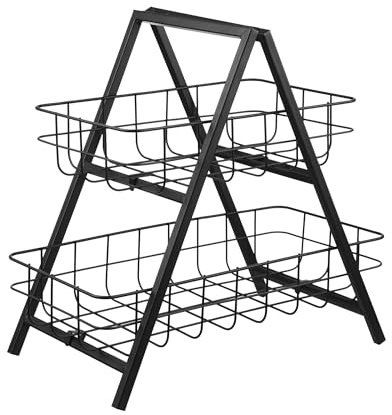 BUTLERS Etagere 2-stufig eckig 2 abnehmbare Körbe aus Metall -Grid- Serviergestell mit 2 Etagen | Servierständer für Brot, Obst, Kuchen | Dekoteller, Etagenständer für Tisch- & Party Deko