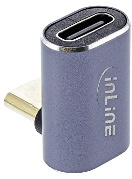 InLine® USB4 Adapter, USB Typ-C Stecker/Buchse Oben/unten gewinkelt, Aluminium, grau