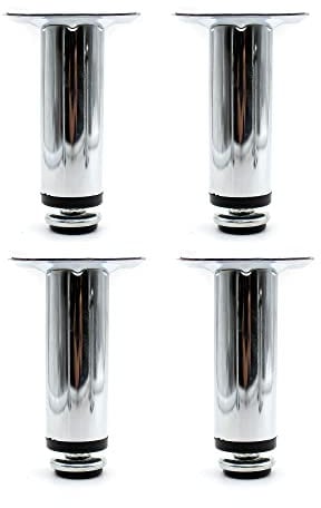 DOJA Barcelona | Pied de Meuble | Pack 4 | Pied Reglable Rond | Ø 30mm | Hauteur Reglable 150+10mm | en Acier | Pied Reglable pour Meuble Cuisine, Pied de Table Metal, Pied de Lit, Rehausseur Meuble