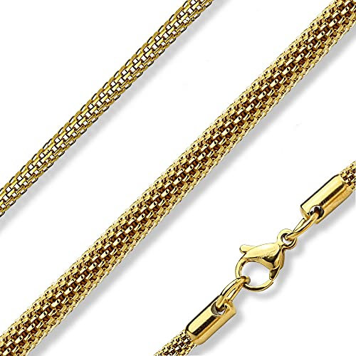 Treuheld® Netz-Zopfkette in 2 Farben | Farbe: Gold | Dicke: 2mm | Länge: 50mm