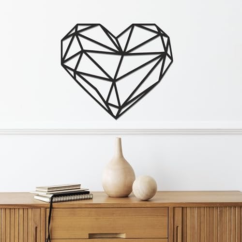 MMshop Dekoplatte Herz 44x37 cm - Geometrische Wanddekoration Mit Ausschnitt - Hängende 3D-Bild Verzierung