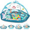 TFDER 8-in-1 Baby Spieldecke mit Spielbogen, Multifunktionsspielbogen für Neugeborene mit Bällebad,18 Bällen und 7 abnehmbaren sensorischen Spielzeugen, Krabbeldecken für Babys ab 0+ Monaten(Olivgrün)