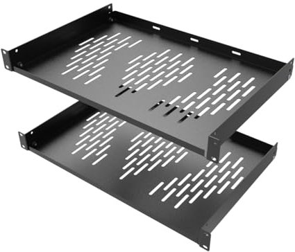 Beiyier Estante para servidores 1U, adecuado para estantes y armarios de equipos de red de 19 pulgadas, bandeja voladiza ventilada, profundidad de 12 pulgadas, bien ventilado (12 pulgadas, 2 unidades,