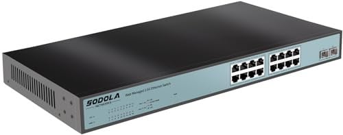 SODOLA Switch a 16 porte da 2,5 gbit gestito con 16 porte Base-T da 2,5 G, 2 x 10 G SFP+, Link Static Aggregation/QoS/VLAN/IGMP, 1U switch di rete da 2,5 Gb montabile