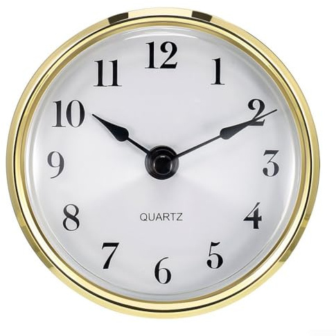 Uhr-Einsatz, klassische Uhrwerk-Einsatz, Quarz-Uhrwerk, Durchmesser 80 mm, für Bastelarbeiten oder als Ersatz alter Zifferblätter (A)