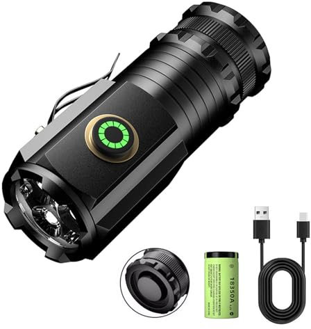 Mini Flash Super Power Flashlight, Magnetische Mini Taschenlampe mit dreiäugigem Monster, 5 Modi Extrem Hell Taschenlampe LED Aufladbar, Wasserdichte Mini Handlampe mit Clip für Outdoor (Basic)