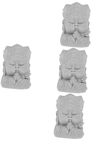 Kisangel 4stücke Buddha Statue Für Aquarien Sandstein Skulptur Zen Deko Kreative Buddhismus Figur Handgefertigtes Design Für Fischbecken Und Wohnraumgestaltung