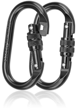 WJUAN 2 Stück Karabinerhaken, Legierter Stahl Karabiner 25KN, Karabiner Groß Leicht zu Tragen, Tragende Legierung Karabinerhaken Klettern Geeignet zum Aufhängen von Hängematten,Bergsteigen, Klettern