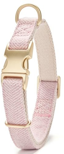 YUDOTE Collier De Chien Ultra-Doux en Coton Naturel avec Tissu Sergé pour Grands Chiens À La Peau Sensible, Rose